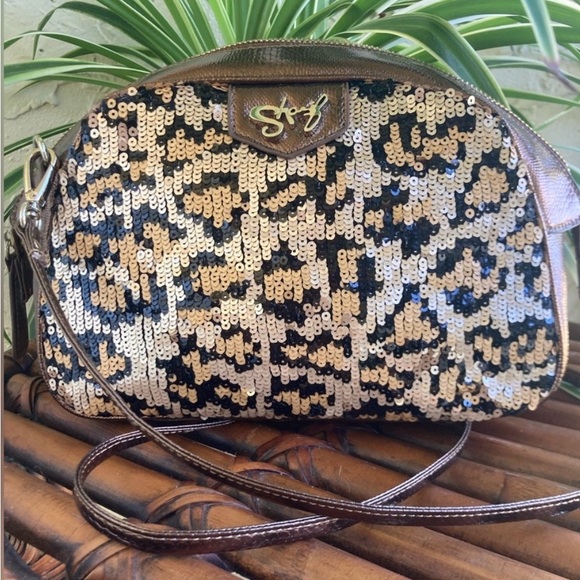 Sharif Gold and Black Sequin Crossbody or Clutch